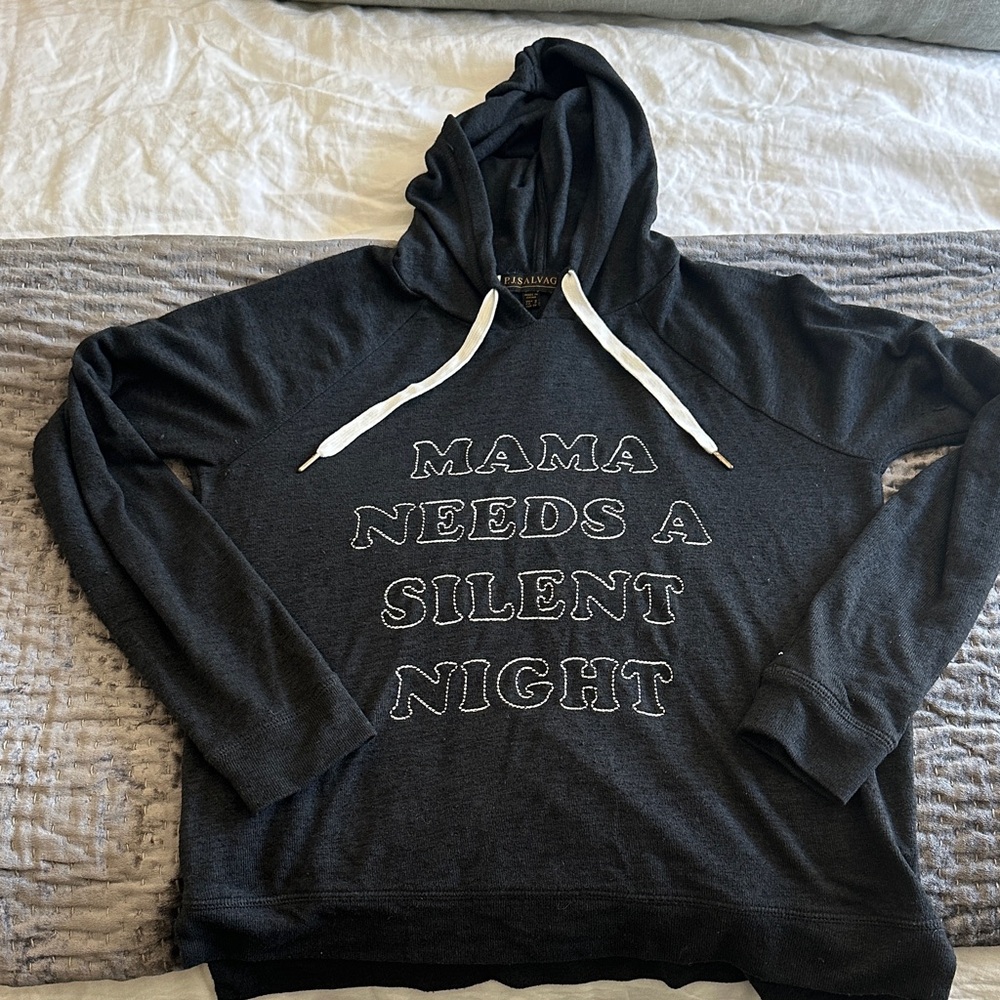 P.J. Salvage Charcoal Hoodie with White Text